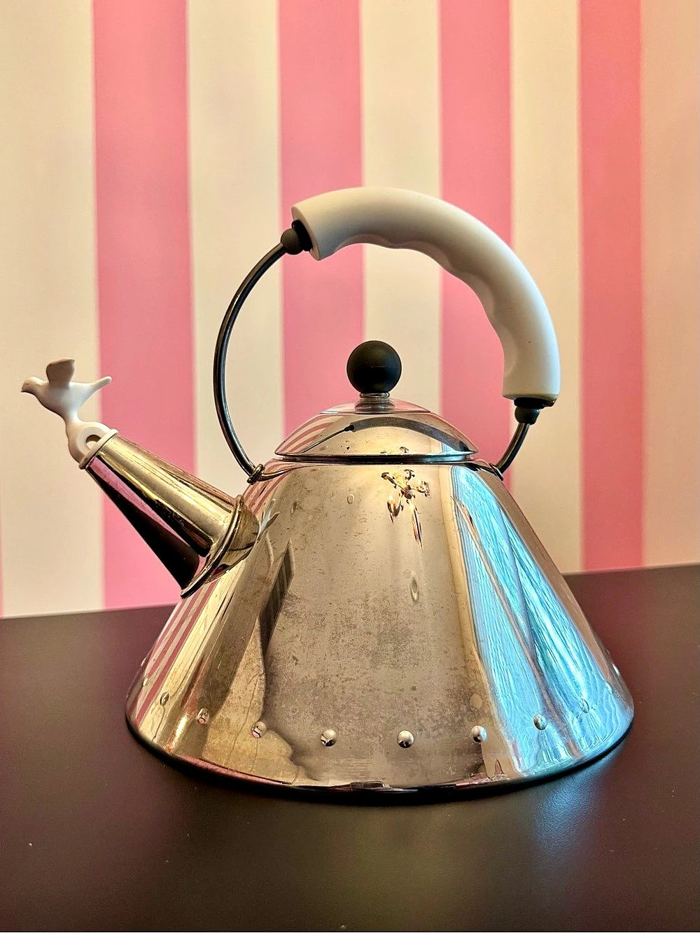 Vintage Alessi tea kettle with bird whistle